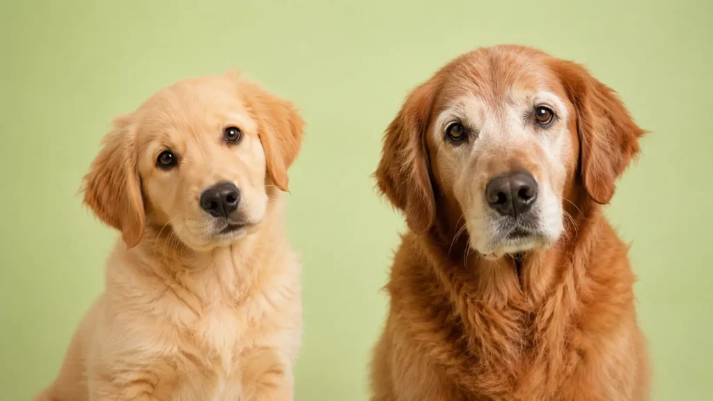 Puppy vs Senior Dog Staring